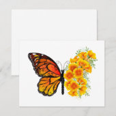 Faire-part Papillon à fleurs avec Poppy de Californie Jaune (Devant / Derrière)