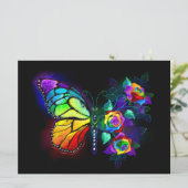 Faire-part Papillon arc-en-ciel (Debout devant)