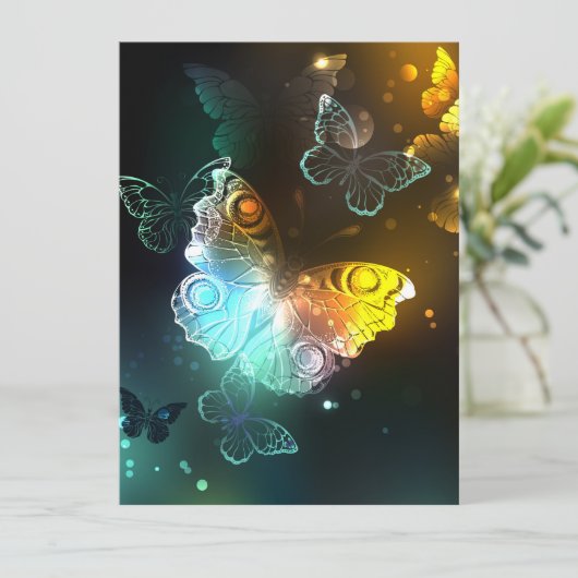 Faire-part Papillon lumineux et papillons de nuit (Debout devant)