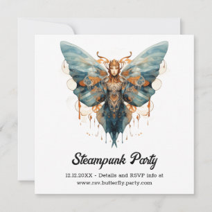 Faire-part Papillon Monarch Cogwing Mariage Steampunk