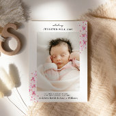 Faire-part Papillon Rose Classique Intemporel Plat Bébé