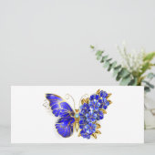 Faire-part Papillon Saphir Fleur (Debout devant)