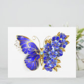 Faire-part Papillon Saphir Fleur (Debout devant)
