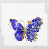 Faire-part Papillon Saphir Fleur (Devant / Derrière)