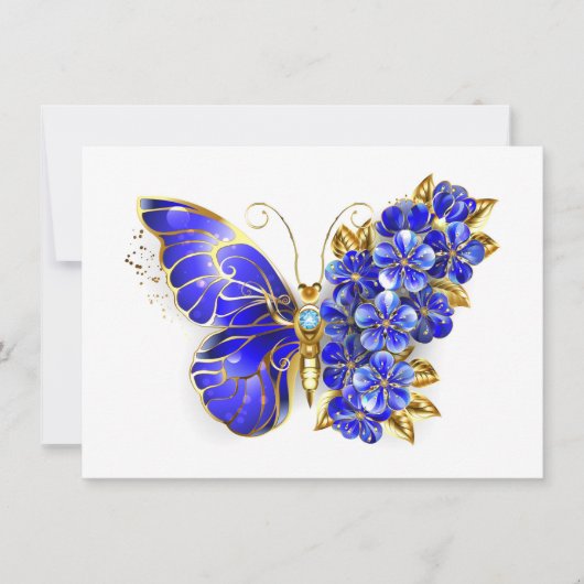 Faire-part Papillon Saphir Fleur (Devant)