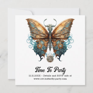 Faire-part Papillon swallowtail Steamlace Mariage Steampunk