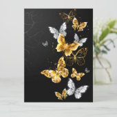 Faire-part Papillons blancs et dorés (Debout devant)