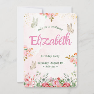 Faire-part Papillons colorés Anniversaire de la Princesse