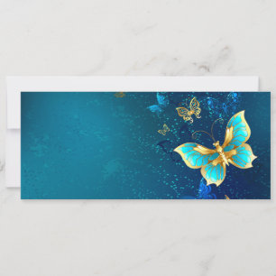 Faire-part Papillons d'or sur un Arrière - plan bleu