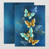 Faire-part Papillons dorés (Devant / Derrière)