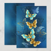 Faire-part Papillons dorés (Devant / Derrière)