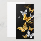 Faire-part Papillons dorés et blancs (Devant / Derrière)