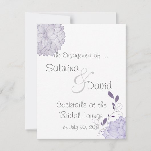 Faire-part Papillons et Lavender Chrysanthemum Fiançailles (Dos)
