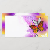 Faire-part Papillons Monarque sur Arrière - plan pourpre (Devant / Derrière)