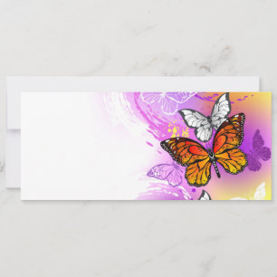 Faire-part Papillons monarques sur fond violet