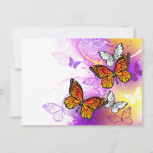Faire-part Papillons monarques sur fond violet