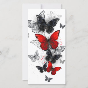 Faire-part Papillons noirs et rouges volants
