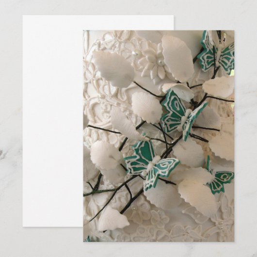 Faire-part papillons verts (Devant / Derrière)