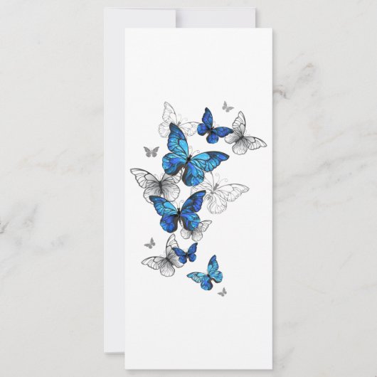 Faire-part Papillons volants bleus Morpho (Devant)