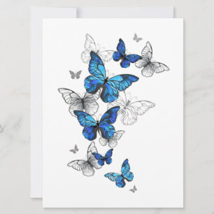 Faire-part Papillons volants bleus Morpho