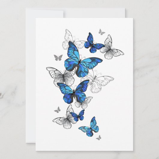 Faire-part Papillons volants bleus Morpho (Devant)