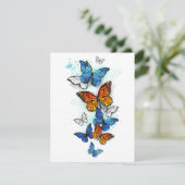 Faire-part Papillons volants Morpho et Monarch (Debout devant)