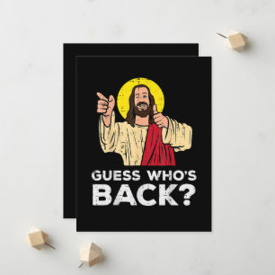 Faire-part Pâques devine qui est de retour Jésus drôle religi