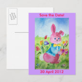 Faire-part Pâques Enregistrer la date Carte postale (Devant / Derrière)