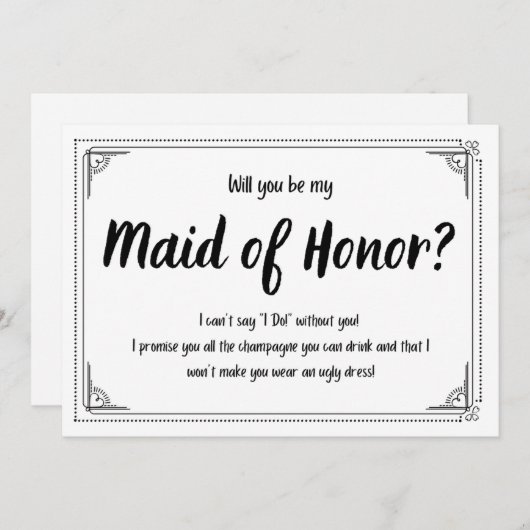 Faire-part Par ma servante d'honneur (Devant / Derrière)