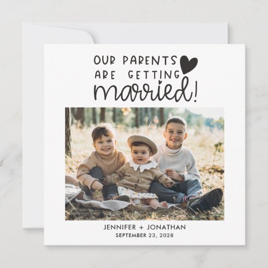 Faire-part Parents mariés enfants photo enregistrer la date (Devant)