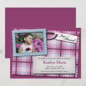 Faire-part Parfait ~ Annonces d'adoption violette (Devant / Derrière)