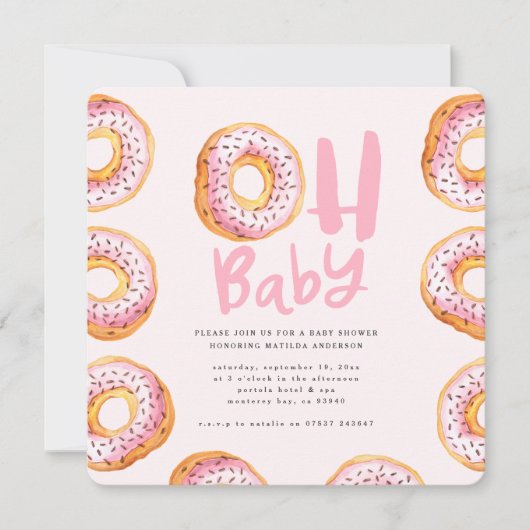 Faire-part Parsemé de baby shower de beignes d'amour (Devant)