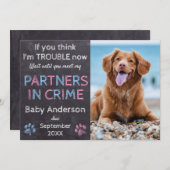 Faire-part Partenaires dans Crime Twin Baby Family Chien Gros (Devant / Derrière)