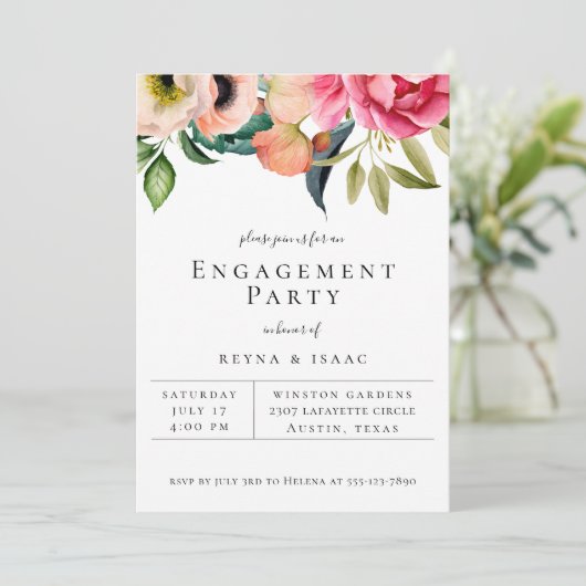 Faire-part Parti d'engagement Bohemian Blooms (Debout devant)