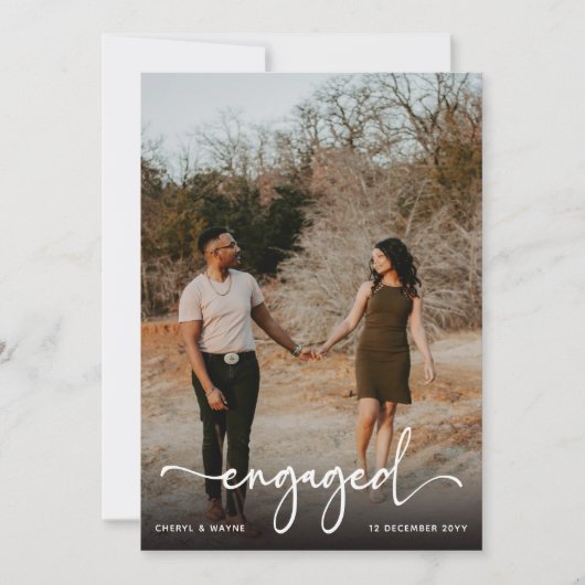 Faire-part Partie d'engagement photo engagée par script (Devant)