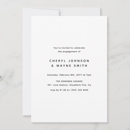 Faire-part Partie d'engagement photo engagée par script (Dos)