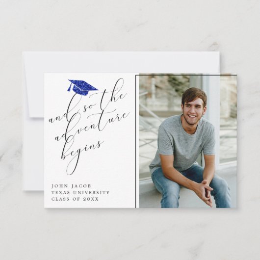 Faire-part Parties scintillant Bleue Citations de Casquette P (Devant)