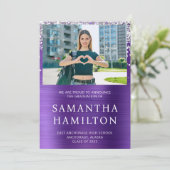 Faire-part Parties scintillant d'argent Amethyst Foil Diplôme (Debout devant)