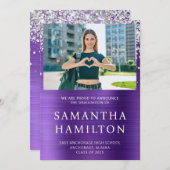 Faire-part Parties scintillant d'argent Amethyst Foil Diplôme (Devant / Derrière)