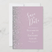 Faire-part Parties scintillant d'argent moderne Dusty Lilac E (Devant)