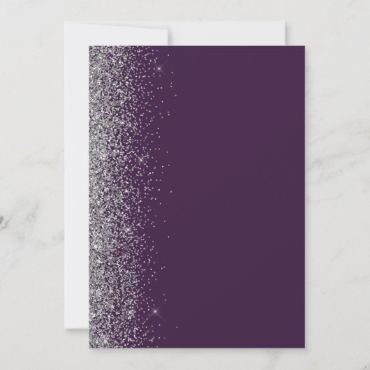 Faire-part Parties scintillant d'argent violet foncé Enregist (Dos)