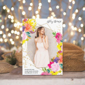 Faire-part Parties scintillant d'or boho audacieuse florale g