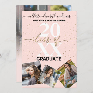 Faire-part Parties scintillant d'or Confetti Classe de Gradua