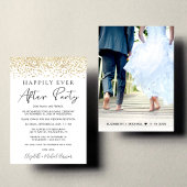 Faire-part Parties scintillant d'or de la réception de mariag