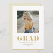 Faire-part Parties scintillant d'or Gras GRAD Typographie Gra (Devant / Derrière)