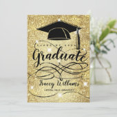 Faire-part Parties scintillant d'or moderne Diplômé Casquette (Debout devant)
