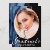 Faire-part Parties scintillant d'or Rose d'Agate Bleu Chic (Devant / Derrière)