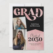 Faire-part Parties scintillant d'or rose moderne photo collag (Devant)