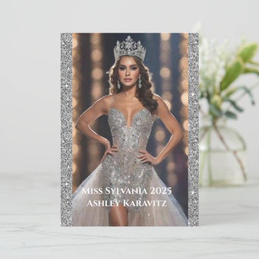 Faire-part Parties scintillant Miss Pageant (Debout devant)