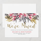 Faire-part Parties scintillant or Faux tendance et fleurs Nou (Devant / Derrière)